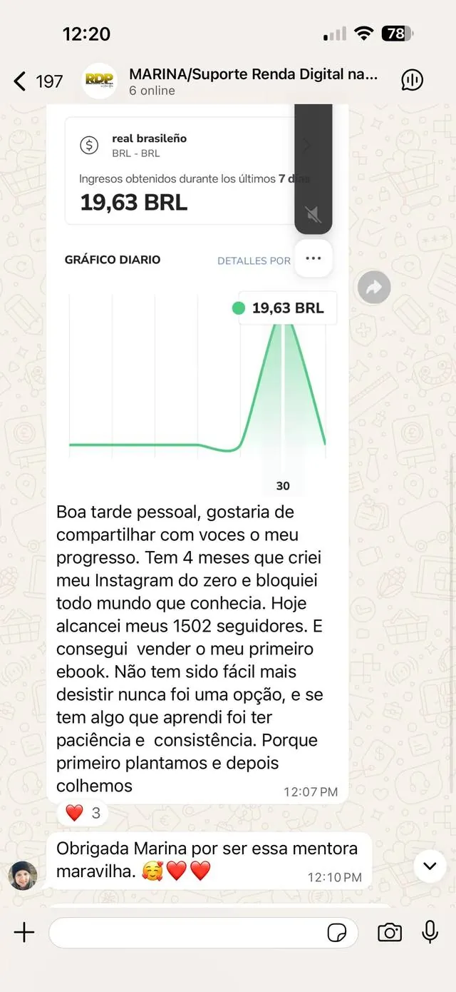 Depoimento de aluna sobre os primeiros 4 meses